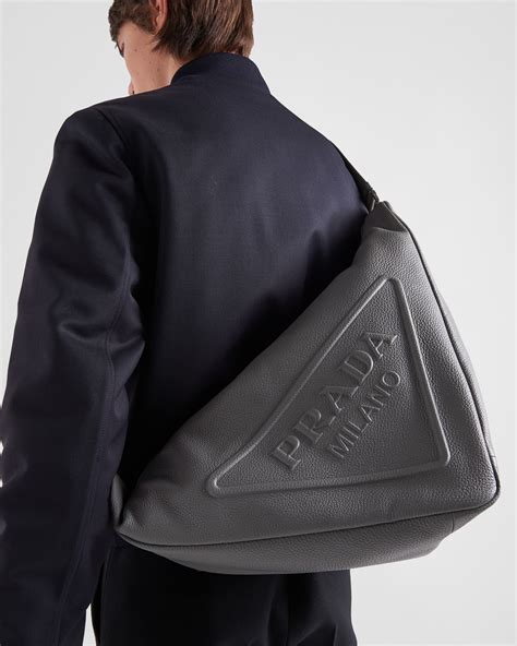 prada triangle bag men|Prada leather bag.